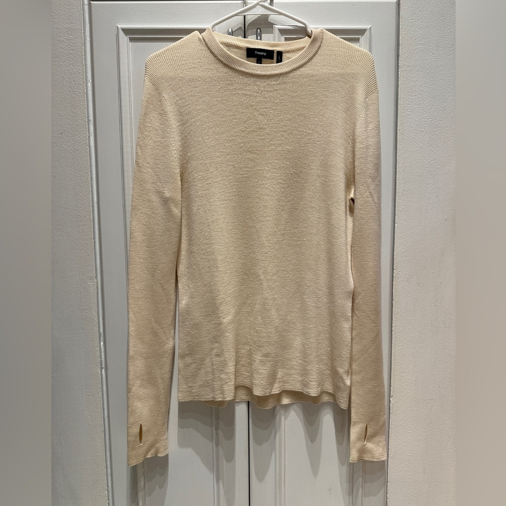 Theory Yellow Wool Knit Crewneck Sweater Mens Medium